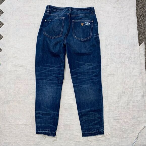 GUESS High Waist Ankle Cropped Raw Hem Frayed Edge Ripped Distressed Straight - Picture 8 of 12